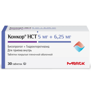 Купить  Конкор НСТ 5 мг + 6,25 мг 30 шт таблетки покрытые пленочной оболочкой