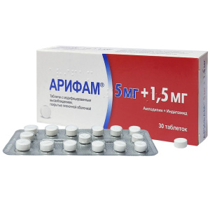 Купить  Арифам таб ппо с модиф высвоб 5мг+1,5мг №30