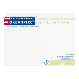 Купить  Эквапресс 5 мг+1,5 мг 10 мг 28 шт капсулы с модифицированным высвобождением