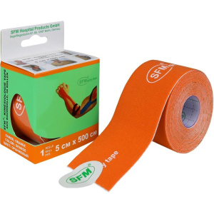 Купить  Лента кинезиологич SFM  на хлоп осн оранж 5смX5м рул с логопитом
