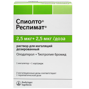 Купить  Спиолто Респимат раствор д/инг 2.5 мкг+2.5 мкг/доза картр 4мл