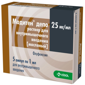 Купить  Модитен Депо р-р д/в/м введ масл 25мг 1мл №5