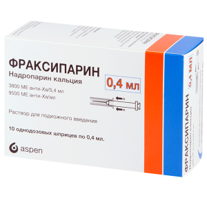 Купить  Фраксипарин 9500 МЕ анти-Ха/мл 0,4 мл 10 шт раствор для подкожного введения шприцы одноразовые