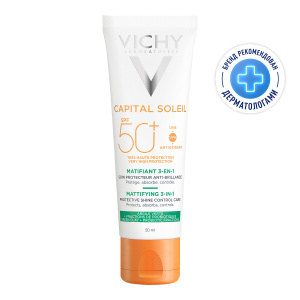 Купить  Vichy Capital Soleil Ежедневный матирующий уход для жирной проблемной кожи 3-в-1 SPF50+, 50мл