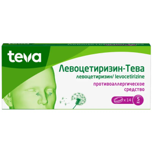 Купить  Левоцетиризин-Тева 5 мг 14 шт таблетки покрытые пленочной оболочкой