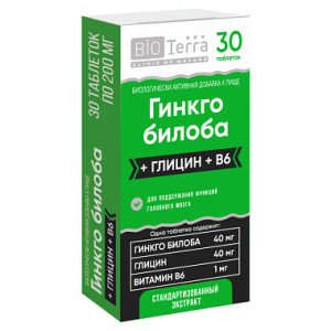 Купить  Гинкго билоба + Глицин + В6 30 шт таблетки