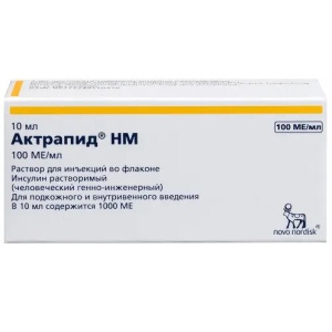 Купить  Актрапид НМ р-р д/ин 100МЕ/мл фл 10мл №1