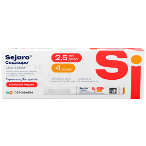 Купить  Седжаро 2,5 мг / доза 2,4 мл 1 шт раствор для подкожного введения шприц-ручка + 4 шт игла
