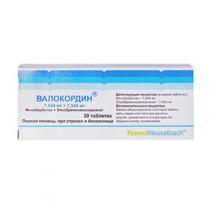 Купить  Валокордин 7,5 мг + 7,5 мг 20 шт таблетки