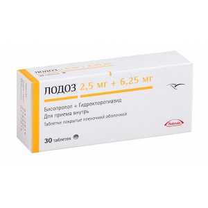 Купить  Лодоз 2,5 мг + 6,25 мг 30 шт таблетки покрытые оболочкой