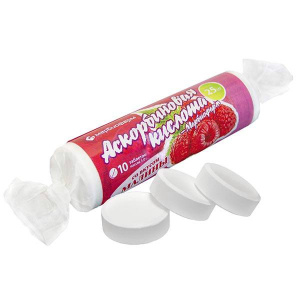 Купить  Аскорбиновая К-та таб жев 25мг №10 со вкусом малины /Крутка/