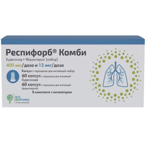 Купить  Респифорб Комби набор капс 400мкг/доза+12мкг/доза №60+№60+устр-во д/ингаляций