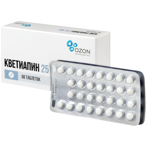 Купить  Кветиапин 25 мг 60 шт таблетки покрытые пленочной оболочкой