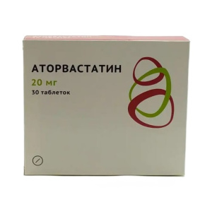 Купить  Аторвастатин 20 мг 30 шт таблетки покрытые пленочной оболочкой