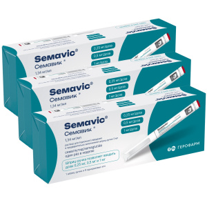 Купить  Набор 3 уп. Семавик 0,25/0,5/1 мг/доза 3 мл 1 шприц-ручка + 9 игл
