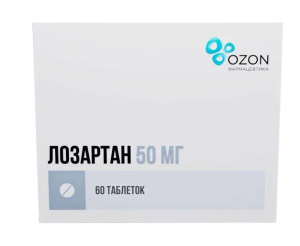 Купить  Лозартан 50 мг 60 шт таблетки покрытые пленочной оболочкой