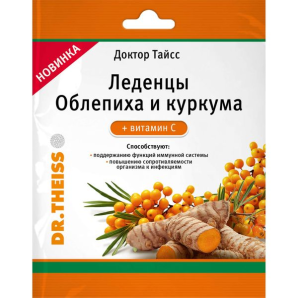 Купить  Доктор Тайсс леденцы пак 52г облепиха+куркума