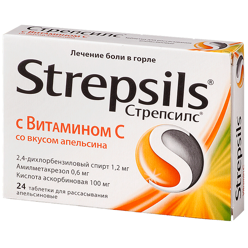 Купить Стрепсилс таблетки д/рассас №24 витамин С