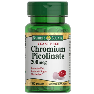 Купить  Nature's Bounty Бездрожевой Пиколинат Хрома таблетки 200мкг №100