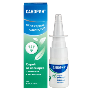 Купить  Санорин 0,1% 10 мл спрей назальный с ментолом и эвкалиптом