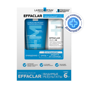 Купить  La Roche-Posay Effaclar набор гель очищающий 50 мл + Дуо+М 15 мл крем-гель + солнцезащитный флюид SPF50