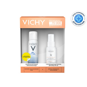 Купить  Vichy Capital Soleil набор SPF 50+ 40 мл UV-AGE флюид + 50 мл вода термальная