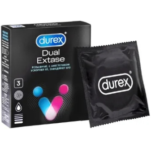 Купить  Durex Dual Extase презервативы с анестетиком 3 шт.