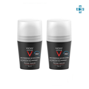 Купить Vichy Homme дезодорант-антиперспирант 48 ч для чувствительной кожи 50мл, 2 шт
