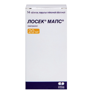 Лосек МАПС 20 мг 14 шт таблетки покрытые пленочной оболочкой Купить Лосек МАПС 20 мг 14 шт таблетки покрытые пленочной оболочкой