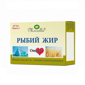 Купить Рыбий жир Миролла с маслом пшеницы, облеп. и шип. капсулы №100