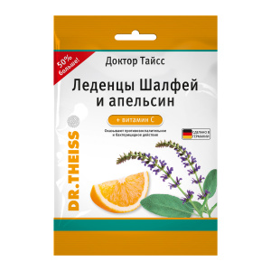 Купить  Доктор Тайсс леденцы от кашля пак 75г шалфей и апельсин
