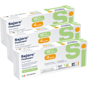 Купить  Набор 3 уп. Седжаро 15 мг/доз 2,4 мл 1 шприц-ручка + 4 иглы