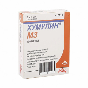 Купить  Хумулин М-3 суспензия для подкожного введения 100МЕ/мл картридж 3мл №5