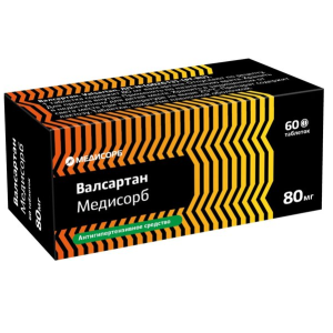 Валсартан Медисорб 80 мг 60 шт таблетки покрытые пленочной оболочкой