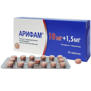 Купить  Арифам таблетки по с модиф высвоб 10мг+1,5мг №30
