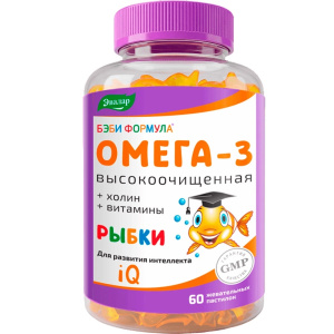 Купить  Бэби Формула Рыбки Омега-3 60 шт пастилки жевательные 