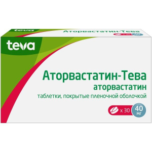 Купить  Аторвастатин-Тева 40 мг 30 шт таблетки покрытые пленочной оболочкой