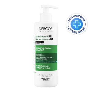 Купить  Vichy Dercos Шампунь-уход интенсивный против перхоти для нормальных и жирных волос, 390мл