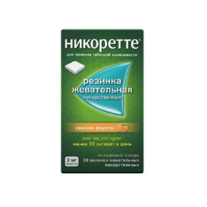Купить  Никоретте Жевательная резинка oт курения Свежая мята 2 мг №30