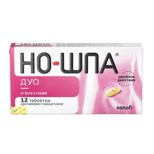 Купить  Но-шпа Дуо 40 мг + 500 мг 12 шт таблетки