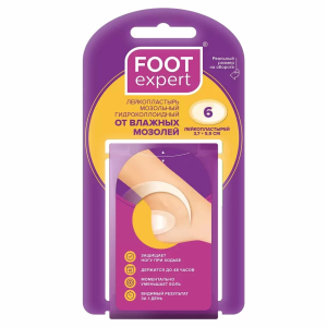 Купить  Фут Эксперт пластырь мозольный гидроколл 3,7смX5,5см №6 от влажн мозолей