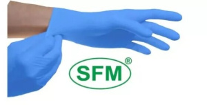 Купить  Перчатки нитрил SFM р.M №10 смотр н/стер н/опудр голубые пара