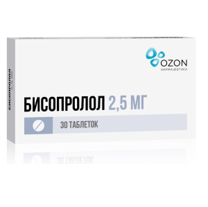 Купить  Бисопролол 2,5 мг 30 шт таблетки покрытые пленочной оболочкой