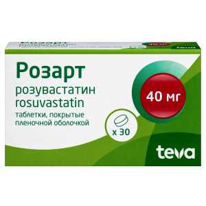 Купить  Розарт 40 мг 30 шт таблетки покрытые пленочной оболочкой