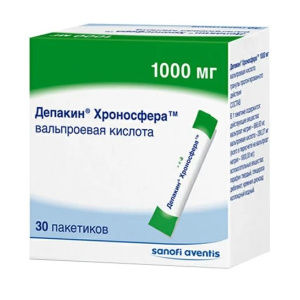 Купить  Депакин Хроносфера 1000 мг 30 шт гранулы с пролонгированным высвобождением пакетики