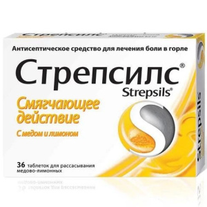 Стрепсилс таблетки для рассасывания №36 мед-лимон