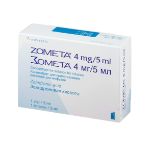 Купить  Зомета концентрат для приготовления раствора для инфузий 4 мг/5 мл 5 мл флакон №1