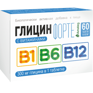 Купить  Глицин Форте с витаминами В1 В6 В12 60 шт таблетки