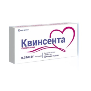 Купить  Квинсента 0.25/0.5/1 мг/доза раствор для подкожного введения картридж + шприц-ручка 3мл №1 с иглами №9