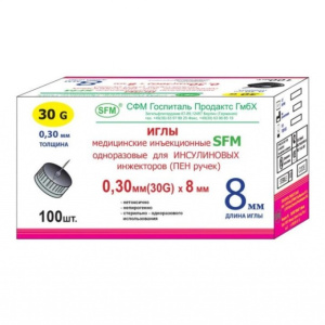 Купить  Игла д/шприц-ручек SFM  30G (0,30х8мм) №100